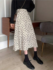 Floral Print Elastic Waist Skirt for Spring & Summer