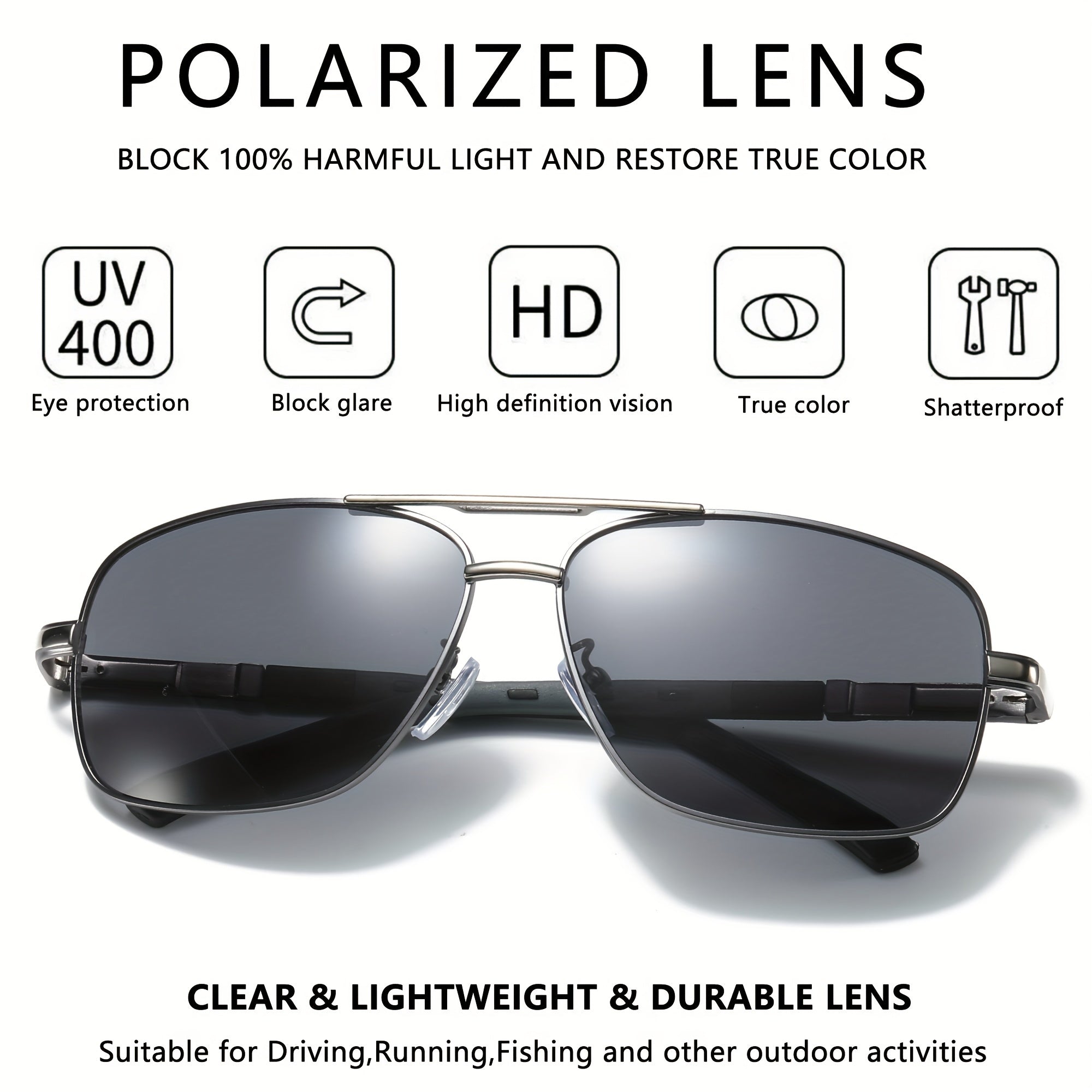 Men's Square Sunglasses Classic Business Style UV400