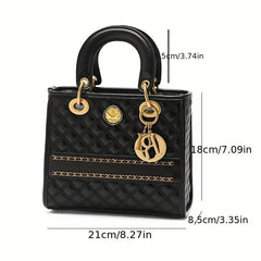 Quilted Top Handle Satchel Crossbody Bag Leather Handbag Purse