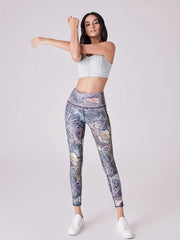 Printed High Waist Yoga Leggings Quick Dry Cropped Pants
