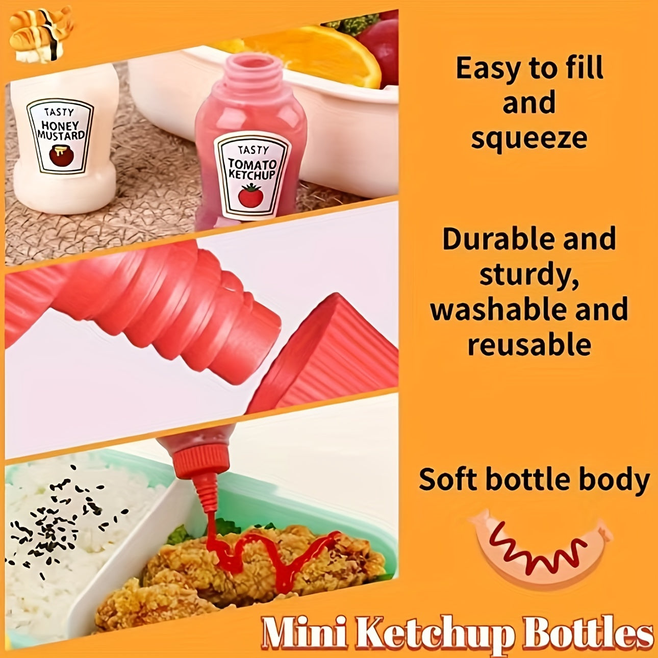 4pcs Portable Mini Tomato Sauce Bottles for Outdoor Picnic