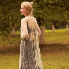 Long Bridal Shawl Faux Pearl Wedding Accessories for Women
