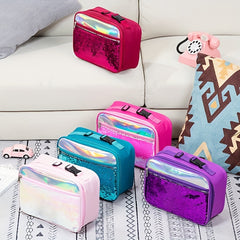Portable Outdoor Sequin Lunch Bag Insulation Bag For Girls