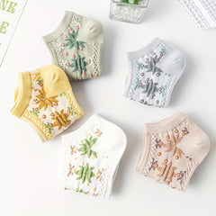 5 Pairs Maple Leaf Print Ankle Socks for Women