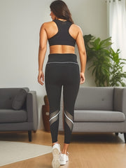 Colorblock Wide Waistband High Rise Sports Leggings