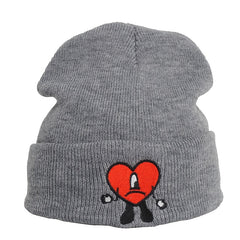 Embroidery Heart Knit Hat Bad Rabbit Cartoon Hip Hop Style Beanie Hat
