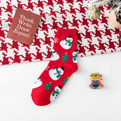 4 Pairs Women's Christmas Pattern Mid Tube Socks