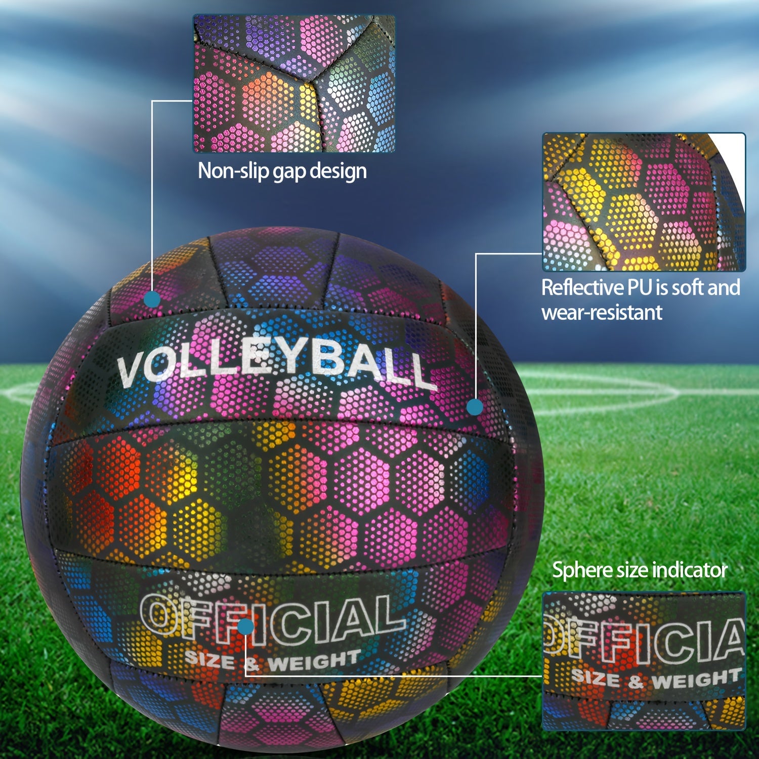 Fish Scale Reflective Volleyball Size 5 for Beach Training