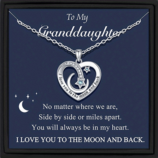 Heart Star Moon Copper Zircon Pendant Necklace With Meaningful Message Card
