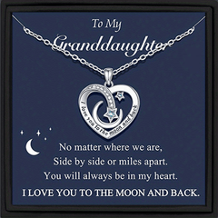 Heart Star Moon Copper Zircon Pendant Necklace With Meaningful Message Card