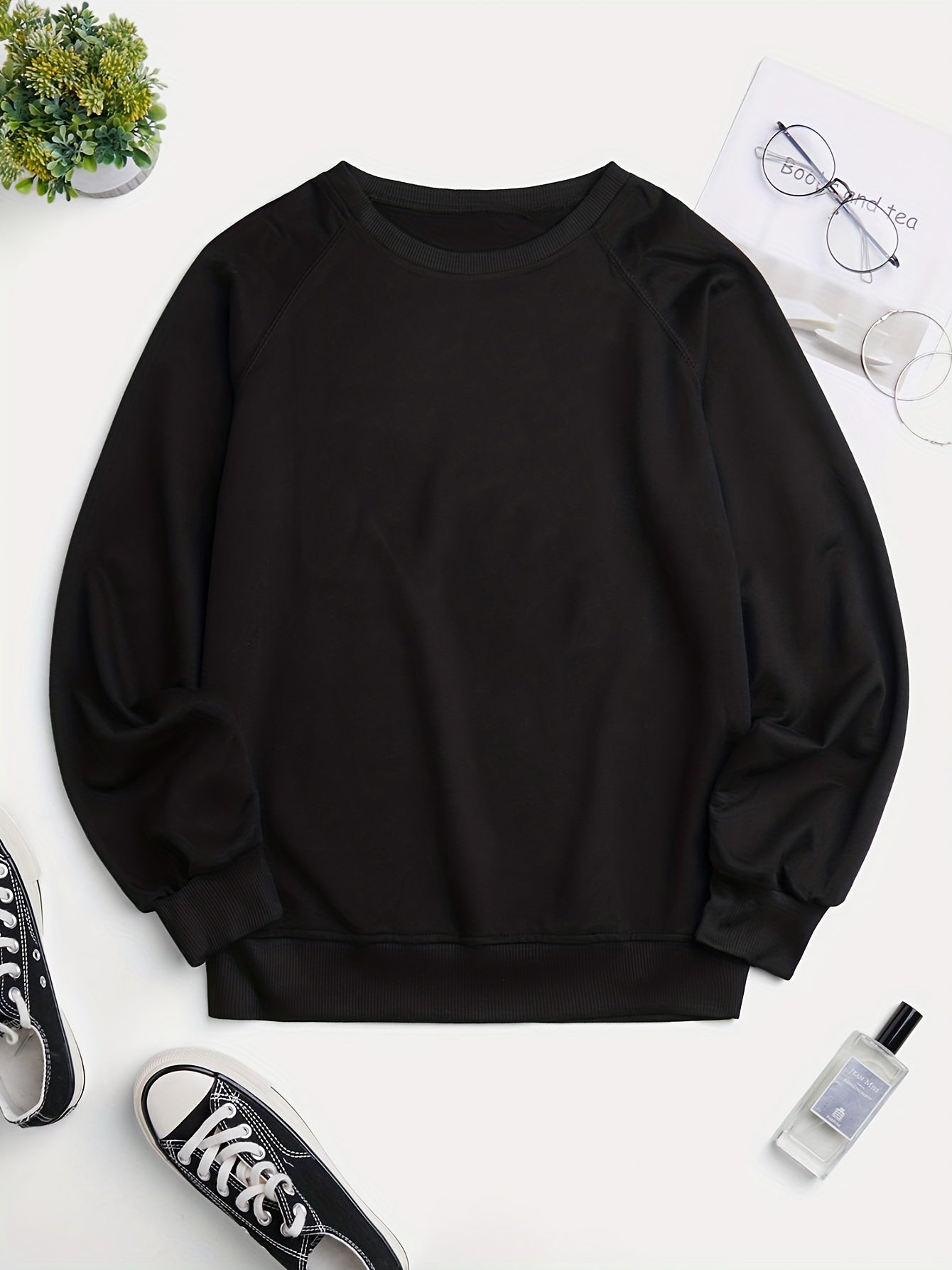 Raglan Neck Pullover Sweatshirt Long Sleeve for Women