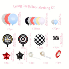 130pcs Racing Theme Balloon Set for Boys Birthday Party