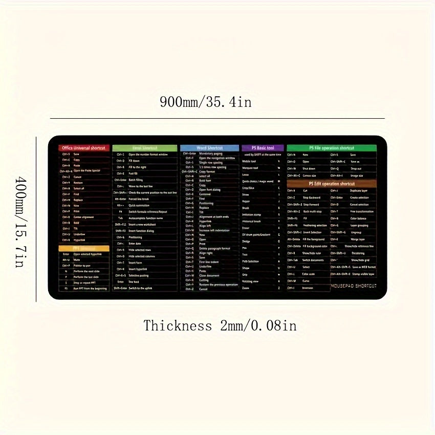 Office Software Shortcut Key Mouse Pad E sport Large Desk Pad
