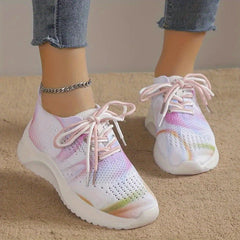 Women's Breathable Knit Sneakers Lightweight Lace Up Shoes