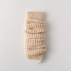 Rib Knit Leg Warmers Solid Crew Socks Women's Stockings