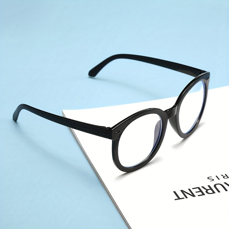 Retro Large Round Clear Lens Blue Light Blocking Glasses