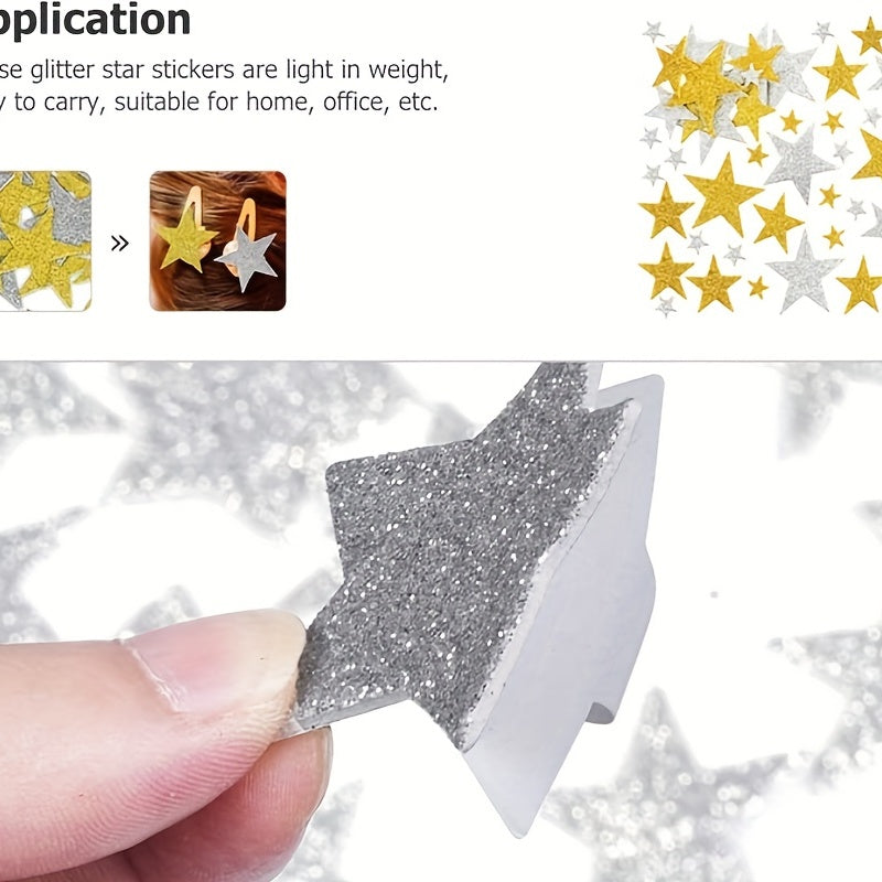 Golden & Silver Pentagram Foam Stickers for Crafts & Parties