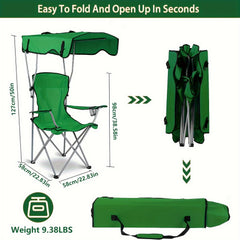 Portable Folding Armchair with Canopy for Camping and Beach
