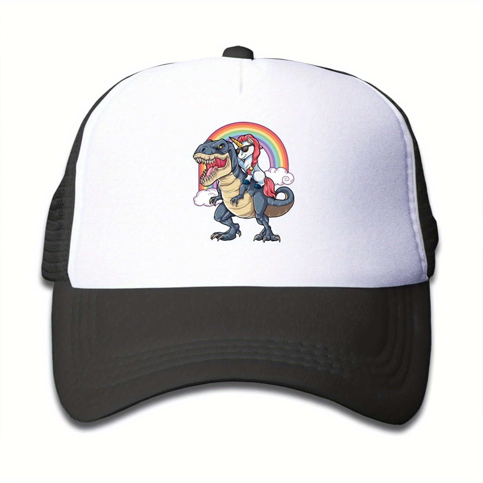 Boys Dinosaur Print Baseball Hat Sunscreen Mesh Breathable Trucker Cap