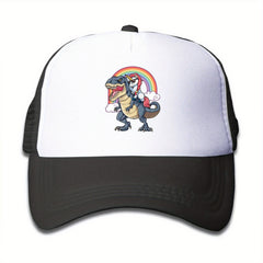 Boys Dinosaur Print Baseball Hat Sunscreen Mesh Breathable Trucker Cap