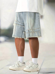 Men's Distressed Denim Shorts Loose Fit Casual Street Style for Summer