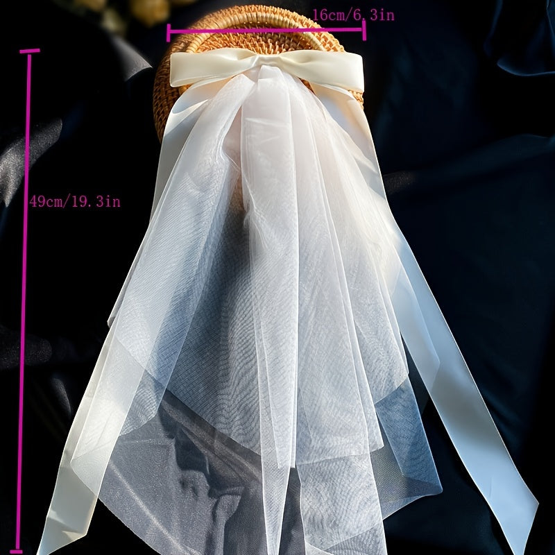 Wedding Bow Veil Satin Mesh Barrettes Bridal Party Favor Decorations