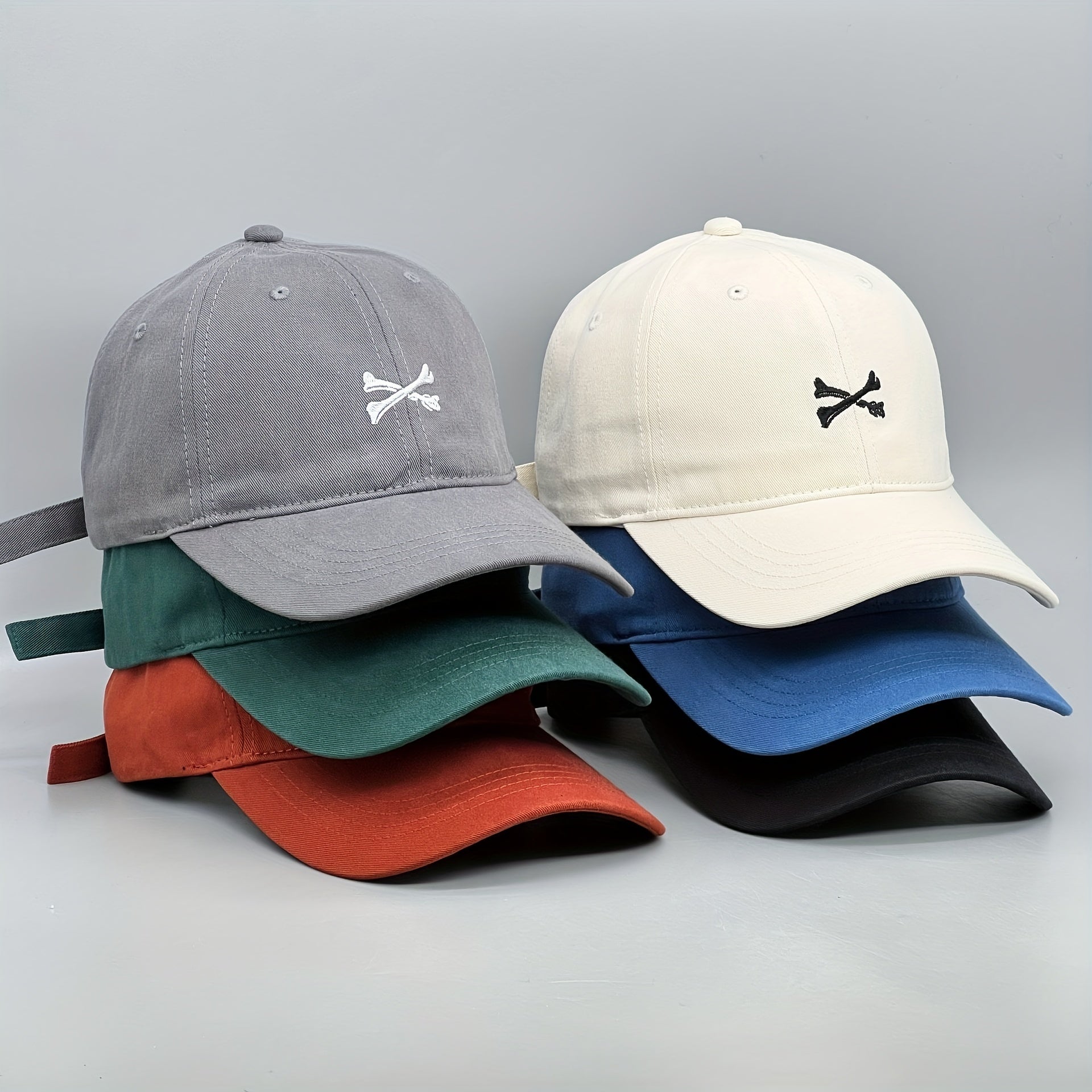Vintage Bone Embroidery Baseball Cap Unisex Sun Hat