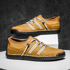 Men Leather Stitch Loafer Shoes Slip On Lightweight Dress Shoes