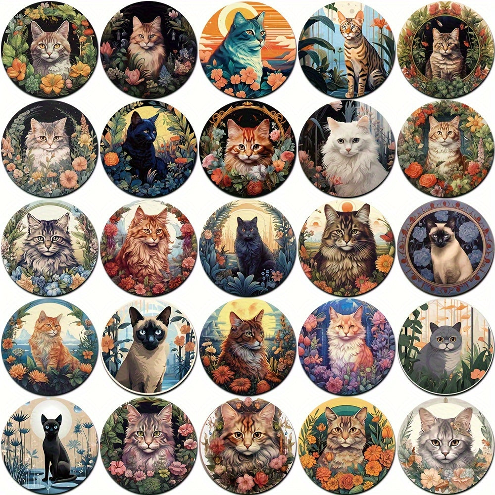 50pcs Cartoon Cat Series Waterproof Stickers for DIY Creative Projects