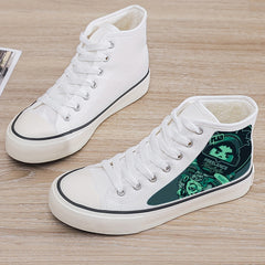 Cartoon Print Plush Lined Thermal Chunky Canvas Sneakers