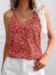 Floral Print V Neck Spaghetti Strap Top Sleeveless Cami
