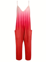 Gradient Cami Jumpsuit with Patched Pockets for Women
