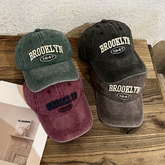 Unisex Retro Sunshade Adjustable Baseball Cap with Letter Embroidery