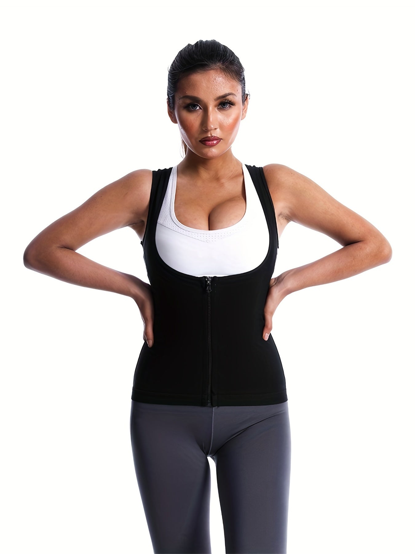 Zipper Shaping Tank Tops Waist Trainer Tummy Control Slimmer Top