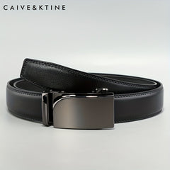 Caivektine Men's Cowhide Belt Business Pants Zinc Alloy Casual Automatic Buckle