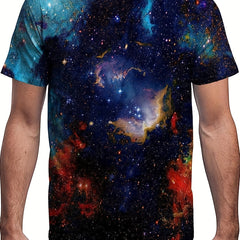 Men's Starry Sky Graphic Novel Shirt Comfy Tee for Outdoors