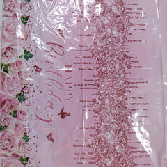 Pink Rose Flower Butterfly Tablecloth for Birthday Wedding Party