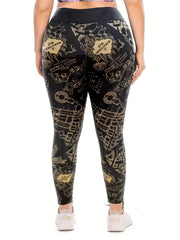 Women's Plus Geometric Print Cut Out High Rise Leggings