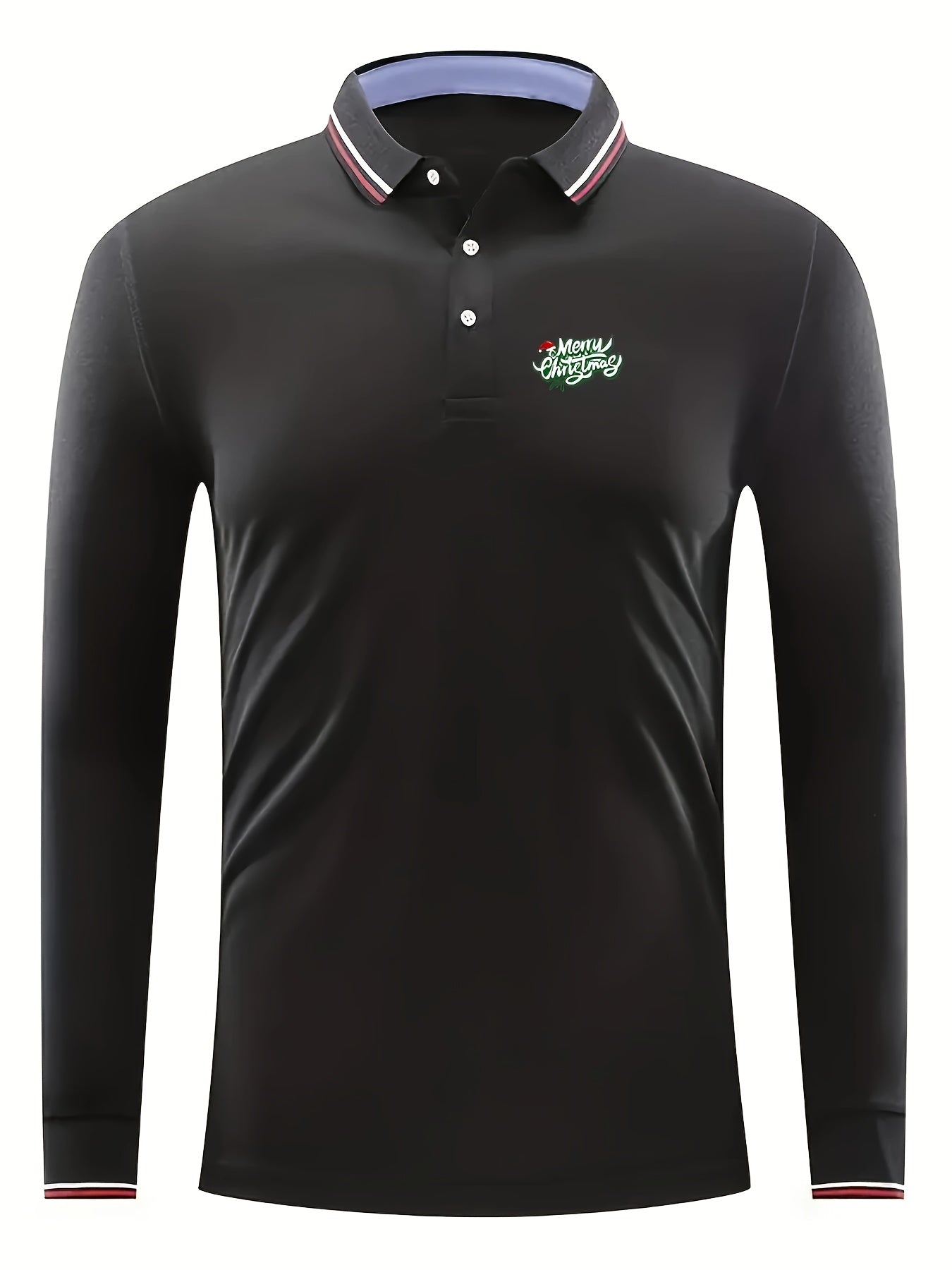 Men's Merry Christmas Print Long Sleeve Shirt