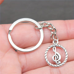 Music Note Keychain Retro Vintage Metal Key Ring Purse Bag Backpack Car Key
