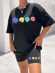 Melting Smile Two Piece Set Crew Neck T-Shirt & Shorts