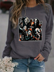 Halloween Sweatshirt Crew Neck Women's Clothing
