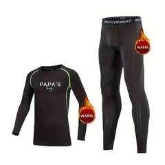 2pcs Kids Fleece Compression Sets Long Sleeve Crew Neck Pullover Matching Pants