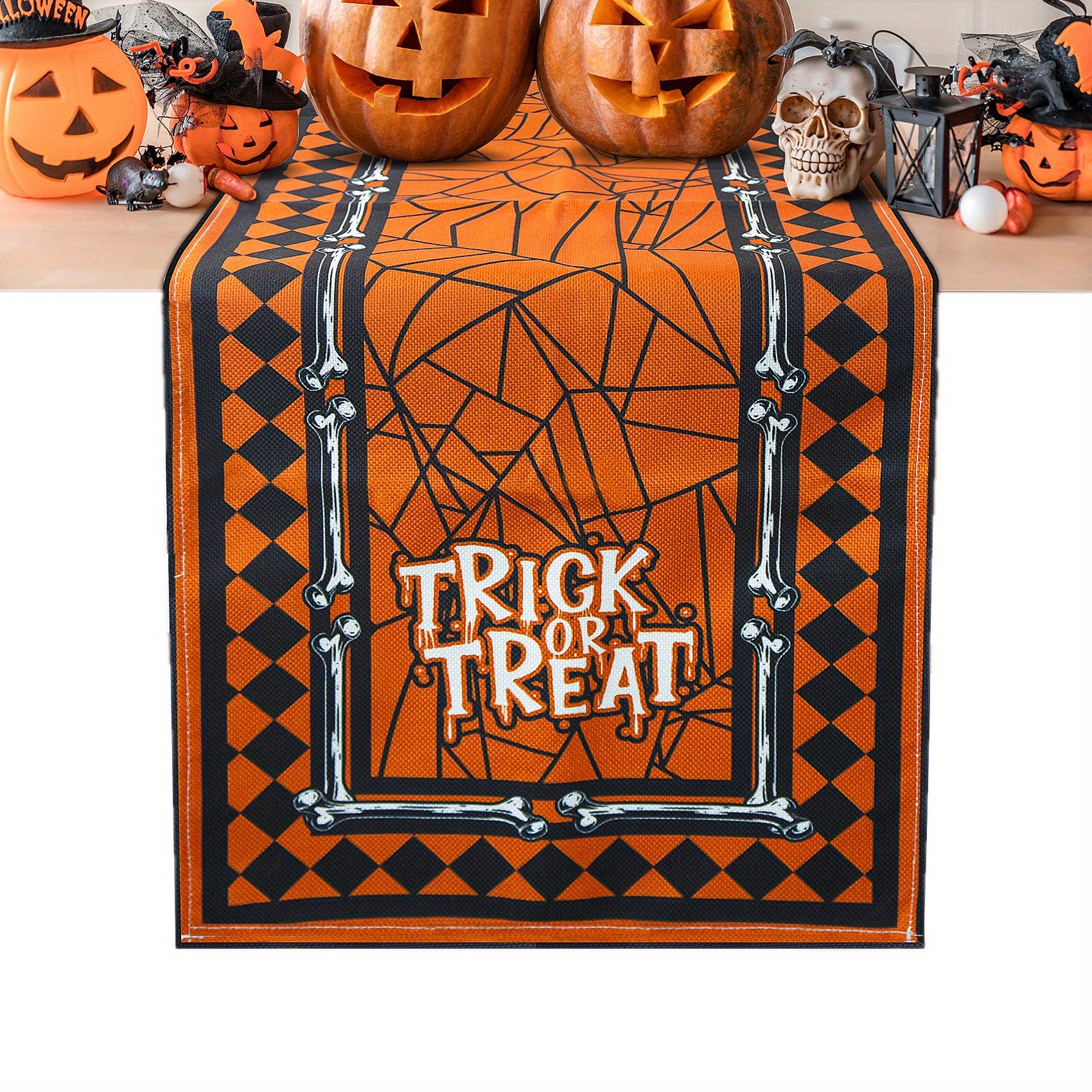 Spider Web Pumpkin Table Runner 33x182 cm Halloween Decor