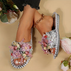 Women's Flowers Decor Flat Slide Sandals