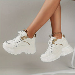 Women's Chunky Sneakers Low Top Lace Up Platform Shoes