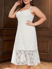 Solid Lace Midi Cami Dress