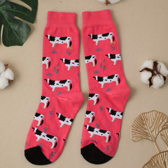 Cow Print Crew Socks - Women's Stockings