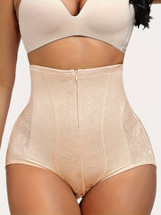 Jacquard Zipper Shaping Panties Tummy Control Compression Panties