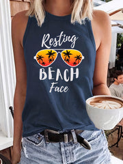 Coconut Tree & Letter Print Tank Top